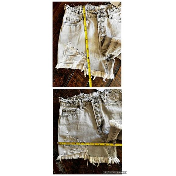 Vervet Super High Rise Destroyed Distressed Raw Hem Light Gray Shorts Size M - Picture 9 of 14